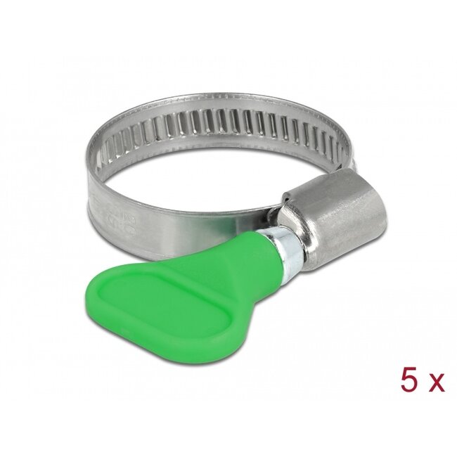 Delock Butterfly Hose Clamp stainless steel 400 SS 20 - 35 mm 5 pieces green