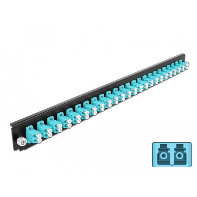Delock 19″ Splice Box Front Panel 24 port LC Duplex aqua