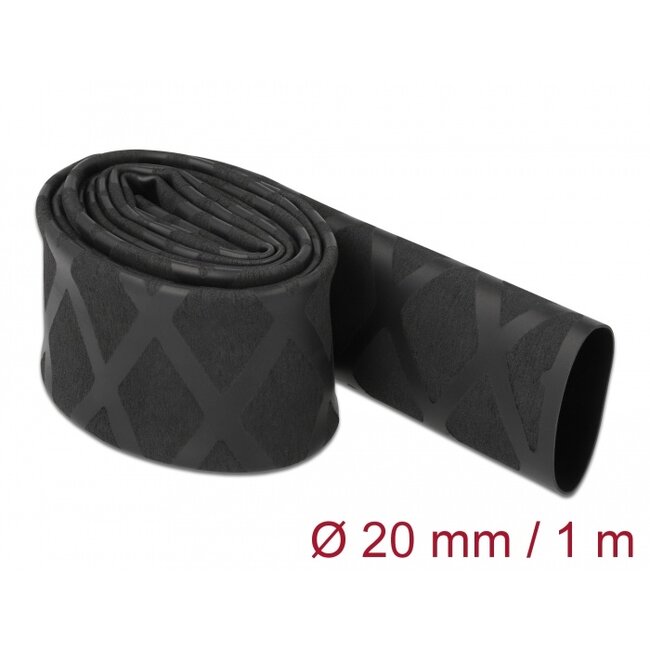 Delock Heat Shrink Tube X-pattern non-slip 1 m x 20 mm black