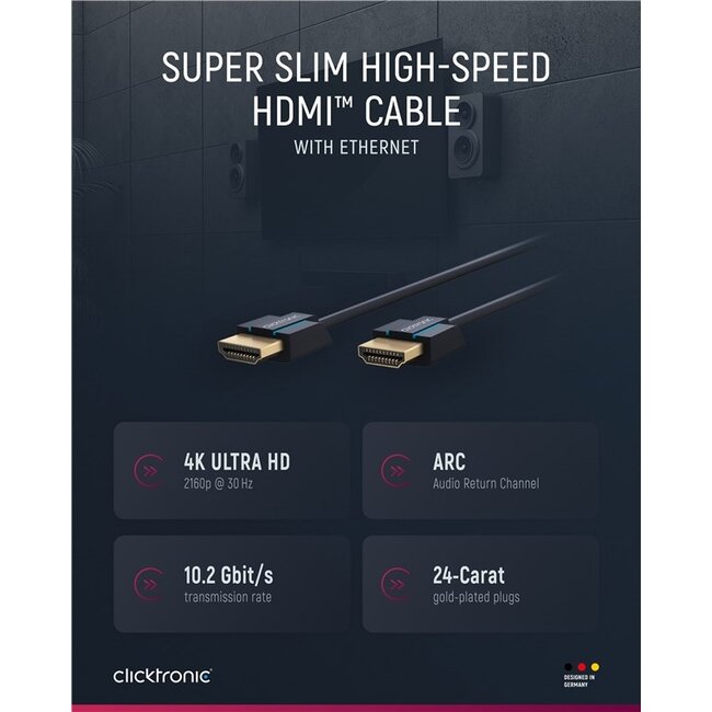 Clicktronic Ultra-Slim High Speed HDMI™ Cable with Ethernet 3 m