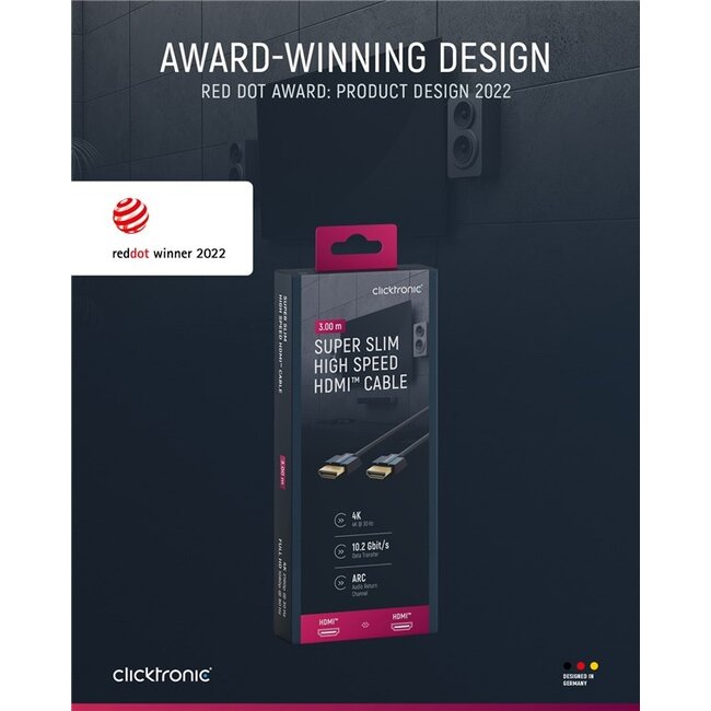 Clicktronic Ultra-Slim High Speed HDMI™ Cable with Ethernet 3 m