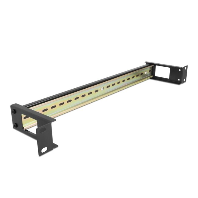 Delock 19″ DIN rail Panel with side cable entry 1U black