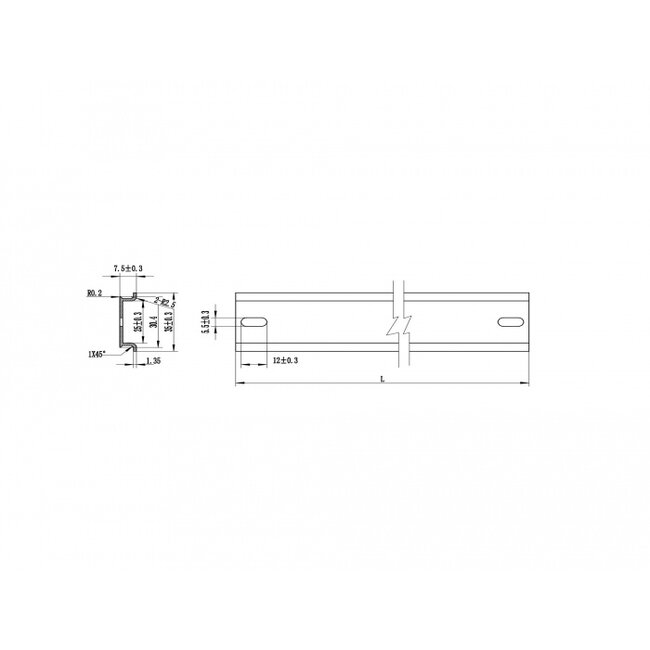 Delock DIN Rail 35 x 7.5 mm (50 cm) Aluminium