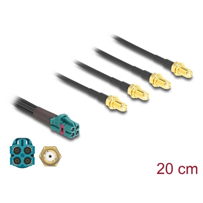 Delock Cable Mini FAKRA Z jack quad to 4 x SMA jack A-Type Premium