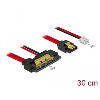 DeLOCK Delock Cable SATA 6 Gb/s 7 pin receptacle + 2 pin power female > SATA 22 pin receptacle straight (5 V) metal 30 cm