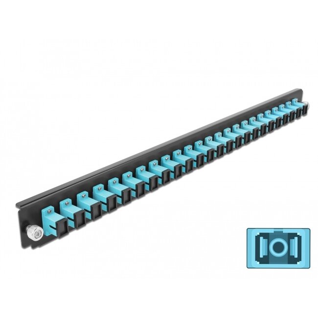 Delock 19″ Splice Box Front Panel 24 port SC Simplex aqua
