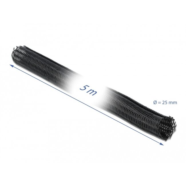 Delock Braided Sleeving self-closing 5 m x 25 mm black