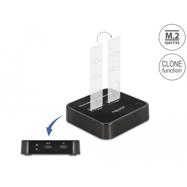 Delock M.2 Docking Station for 2 x M.2 SATA SSD with Clone function
