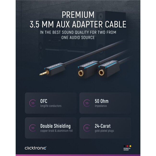 Clicktronic 3.5 mm AUX Adapter Cable, Stereo 0.1 m