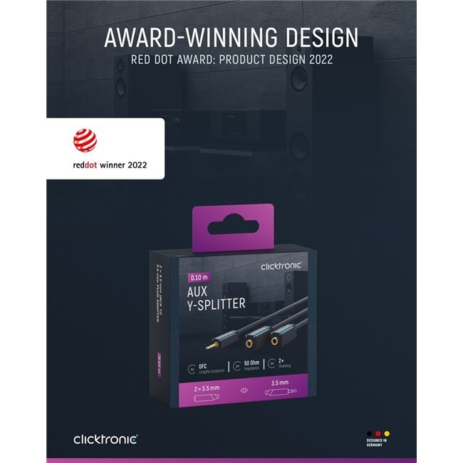 Clicktronic 3.5 mm AUX Adapter Cable, Stereo 0.1 m