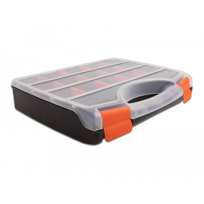 Delock Sorting box with 17 compartments 320 x 255 x 60 mm orange / black