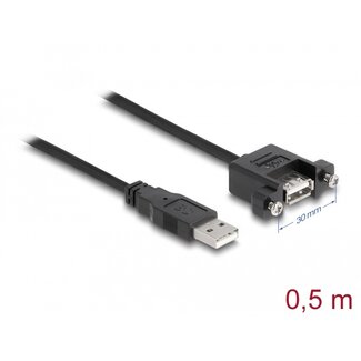 DeLOCK Delock Cable USB 2.0 Type-A male > USB 2.0 Type-A female panel-mount 0.5 m