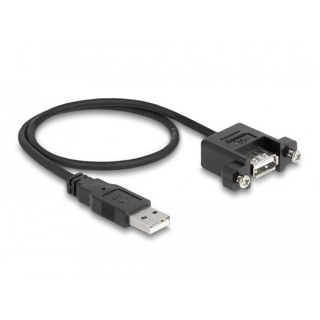 Delock Cable USB 2.0 Type-A male > USB 2.0 Type-A female panel-mount 0.5 m