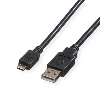 Roline ROLINE USB 2.0 Kabel, USB A Male - Micro USB B Male, zwart, 1,8 m