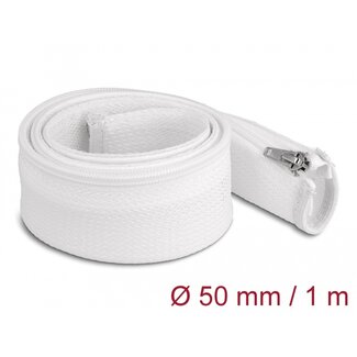 DeLOCK Delock Braided Sleeve with zip fastener heat-resistant 1 m x 50 mm white