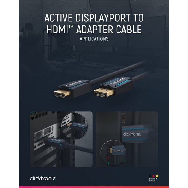 Clicktronic Active DisplayPort™ to HDMI™ Adapter Cable (4K/60Hz) 2 m