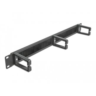 DeLOCK Delock 19″ Cable Management Brush Strip with 3 hooks 1U black