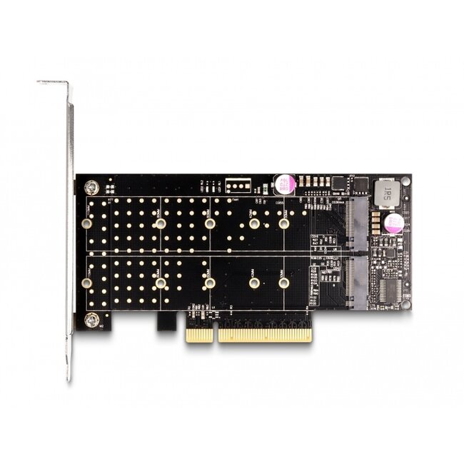 Delock PCI Express x8 Card to 2 x internal NVMe M.2 Key M - Bifurcation - Low Profile Form Factor