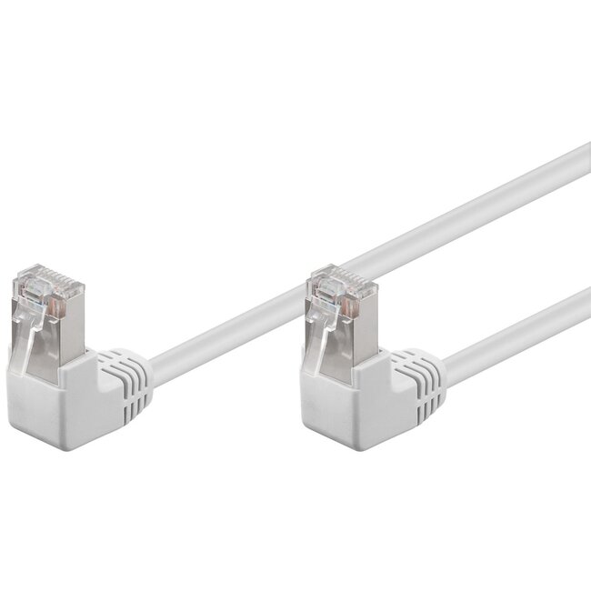 Goobay CAT 5e Patch Cable 2x 90° Angled, F/UTP, white 2 m