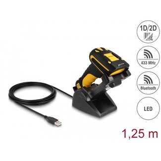 DeLOCK Delock Industrial Barcode Scanner 1D and 2D for 433 MHz or Bluetooth with inductive charging station