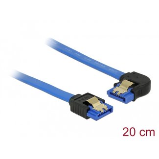 DeLOCK Delock Cable SATA 6 Gb/s receptacle straight > SATA receptacle left angled 20 cm blue with gold clips