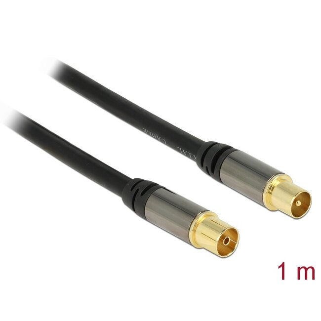 Delock Antenna Cable IEC Plug > IEC Jack RG-6/U 1 m black