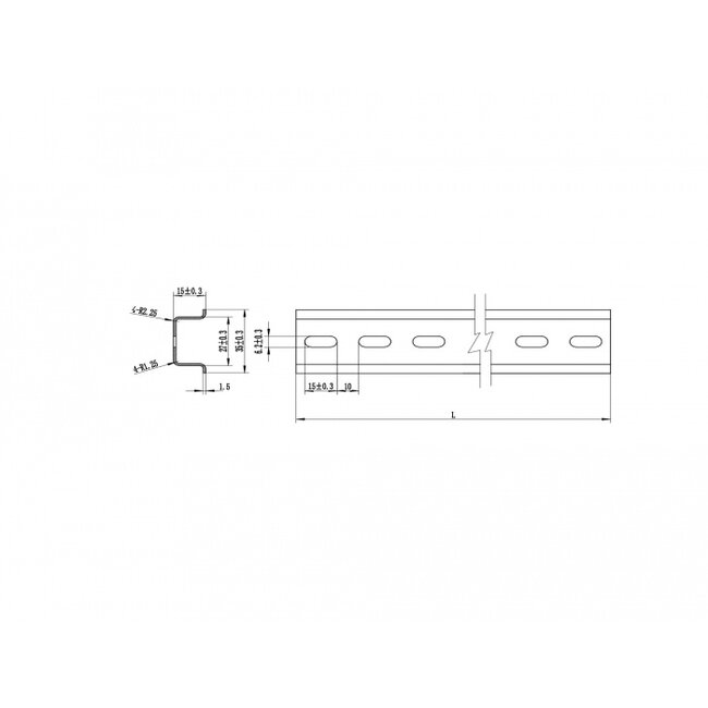Delock DIN Rail 35 x 15 mm (50 cm) Aluminium