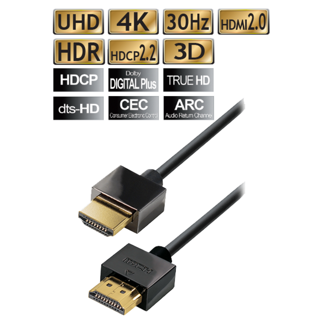 Cavus High Speed 4K HDMI 2.0 kabel UltraSlim 1 mtr.