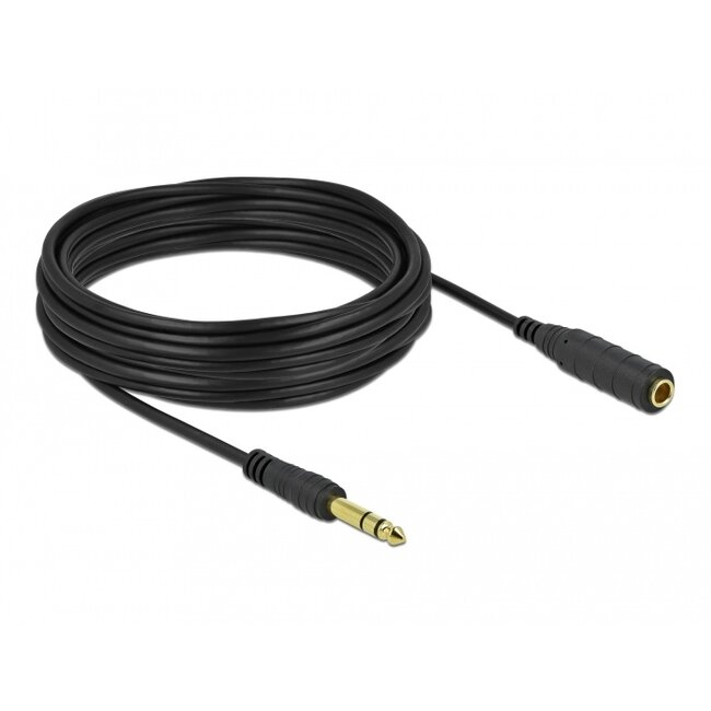 Delock Stereo Jack Extension Cable 6.35 mm 3 pin male to female 10 m black