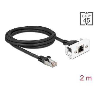 DeLOCK Delock Network Extension Cable for Easy 45 Module S/FTP RJ45 plug to RJ45 jack Cat.6A 2 m black
