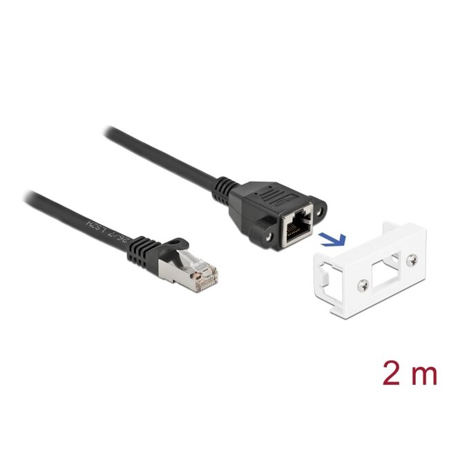 Delock Network Extension Cable for Easy 45 Module S/FTP RJ45 plug to RJ45 jack Cat.6A 2 m black