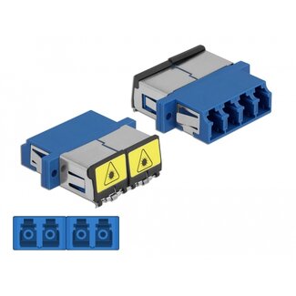 DeLOCK Delock Optical Fiber Coupler with laser protection flip LC Quad female to LC Quad female Single-mode blue