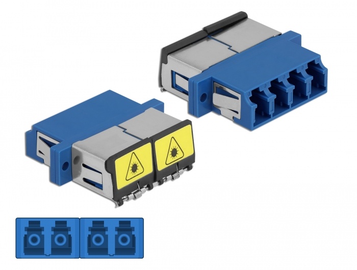DeLOCK 86903. Aansluiting type: LC/LC, Kleur van het product: Blauw, Draad modus structuur: Single-mode. Breedte: 25,6 mm, Diepte: 29,2 mm, Hoogte: 9,3 mm. Aantal per verpakking: 1