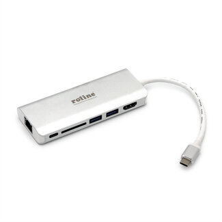 Roline ROLINE Dockingstation USB Type C, HDMI 4K, USB 3.0 / USB 3.2 Gen 1, SD/MicroSD, Gigabit Ethernet