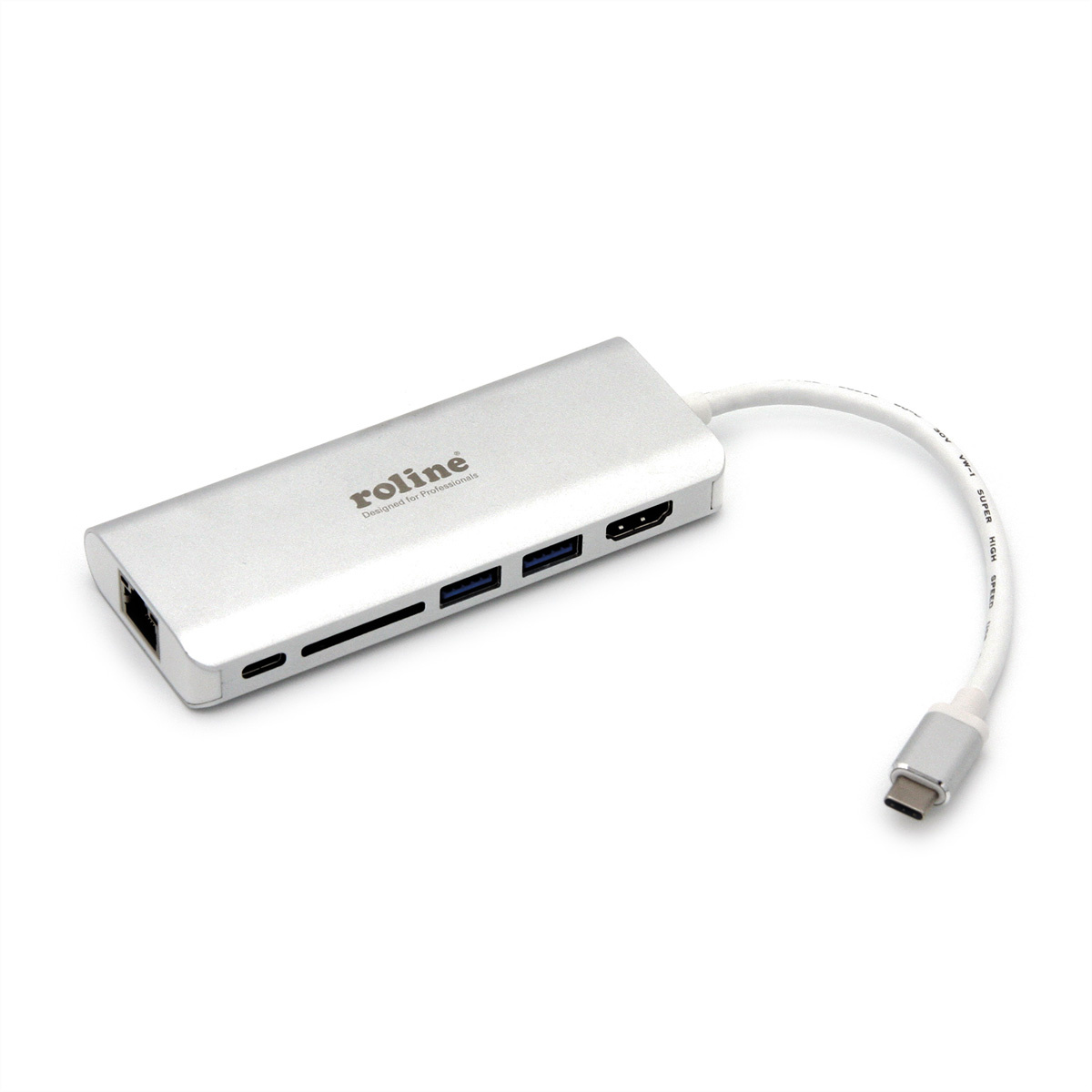 ROLINE Dockingstation USB Type C, HDMI 4K, USB 3.0 / USB 3.2 Gen 1, SD/MicroSD,