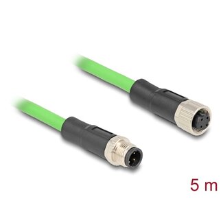 DeLOCK Delock M12 Cable D-coded 4 pin male to female PUR (TPU) 5 m