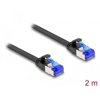 DeLOCK Delock RJ45 Flat Patch Cable plug to plug Cat.6A flexible 2 m black