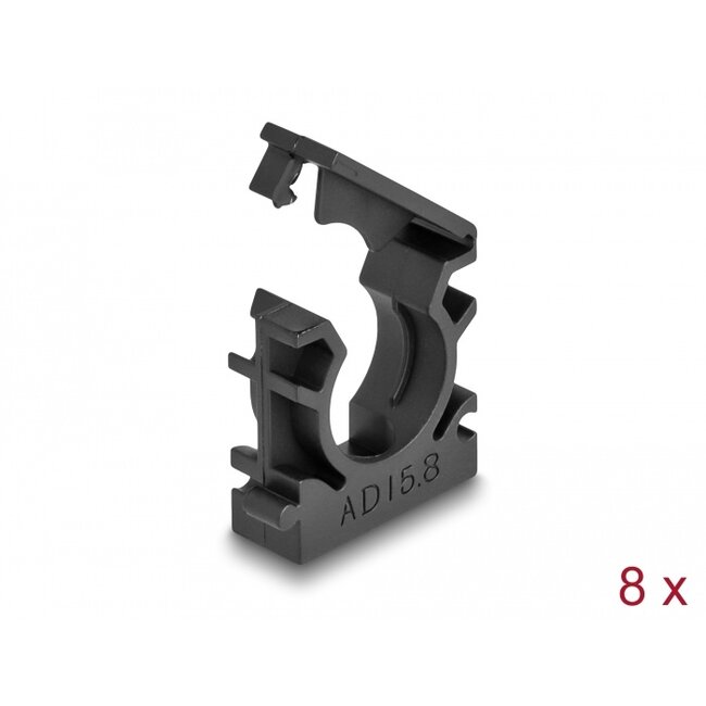 Delock Cable sleeve holder with locking clip 15.8 mm 8 pieces black