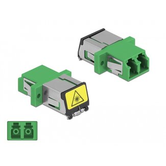 DeLOCK Delock Optical Fiber Coupler with laser protection flip LC Duplex female to LC Duplex female Single-mode green
