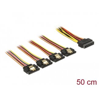 DeLOCK Delock Cable SATA 15 pin power plug with latching function > SATA 15 pin power receptacle 4 x straight 50 cm