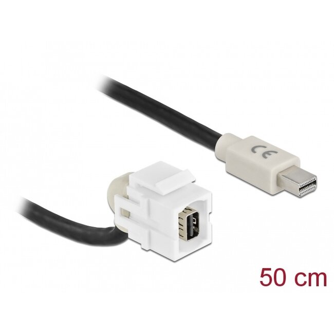Delock Keystone Module mini DisplayPort female 110° > mini DisplayPort male with cable white