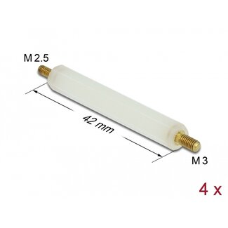DeLOCK Delock Standoff M2.5 x M3, hexagon, outside / outside, 42 mm natural 4 pcs