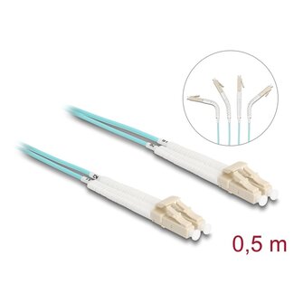 DeLOCK Delock Optical Fiber Cable LC Duplex to LC Duplex Multi-mode OM3 angled 0.5 m