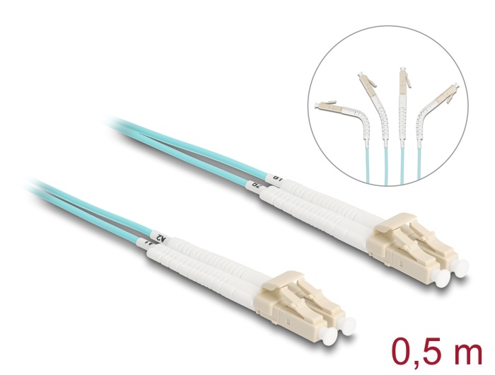 Delock Optical Fiber Cable LC Duplex to LC Duplex Multi-mode OM3 angled 0.5 m |