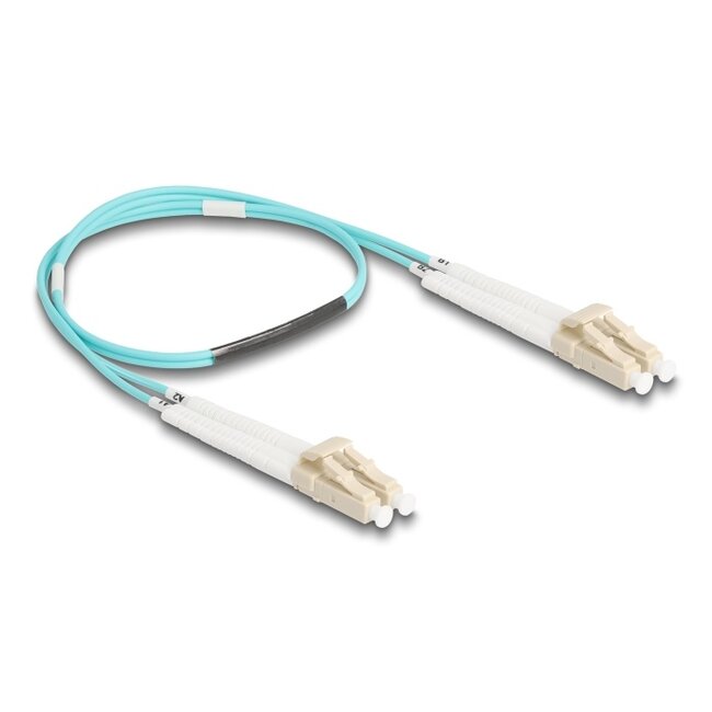 Delock Optical Fiber Cable LC Duplex to LC Duplex Multi-mode OM3 angled 0.5 m