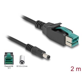 DeLOCK Delock PoweredUSB cable male 12 V to DC 5.5 x 2.5 mm male 2 m