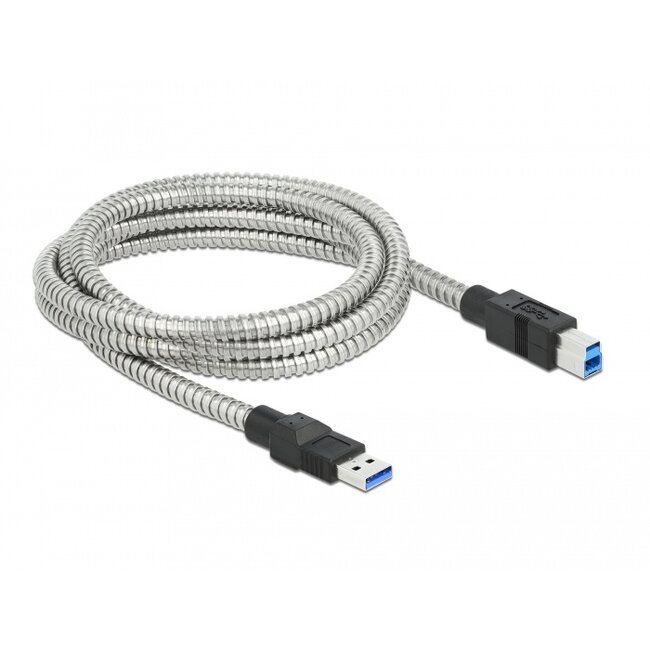 Delock USB 3.2 Gen 1 Cable Type-A male to Type-B male with metal jacket 2 m