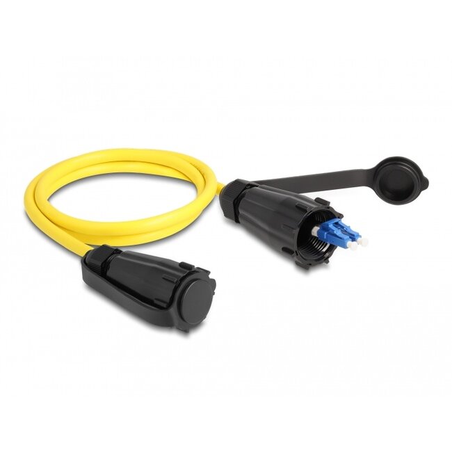 Delock Optical fiber cable LC Duplex to LC Duplex with protective cap single-mode IP68 dust and waterproof 1 m