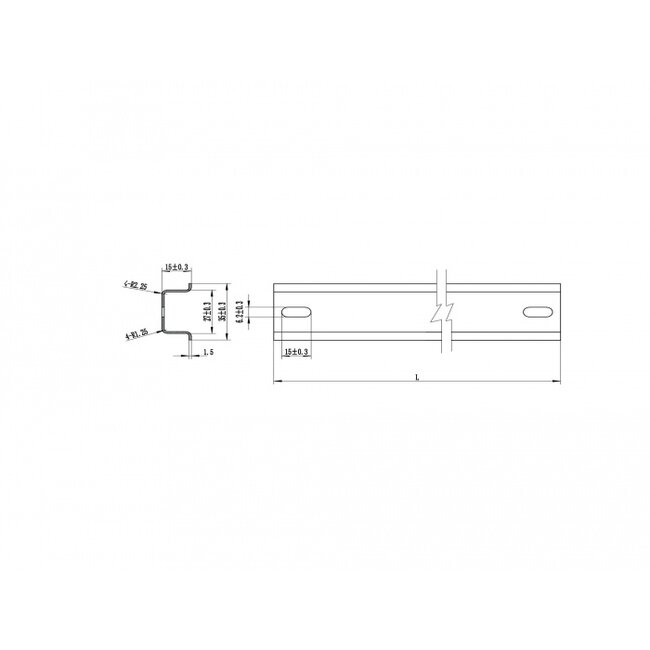 Delock DIN Rail 35 x 15 mm (50 cm) Aluminium