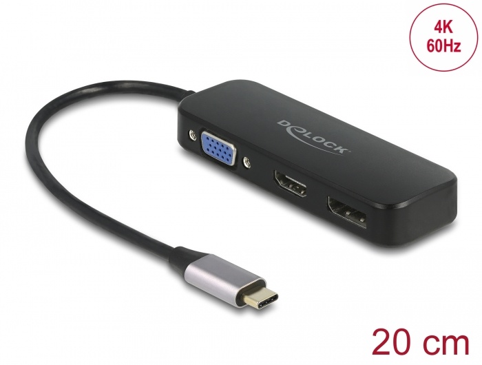 DeLOCK 64156. Connectiviteitstechnologie: Bedraad, Hostinterface: Thunderbolt 3. Kleur van het product: Zwart, Resolutie (maximum digitaal): 3840 x 2160 Pixels, Resolutie (maximum